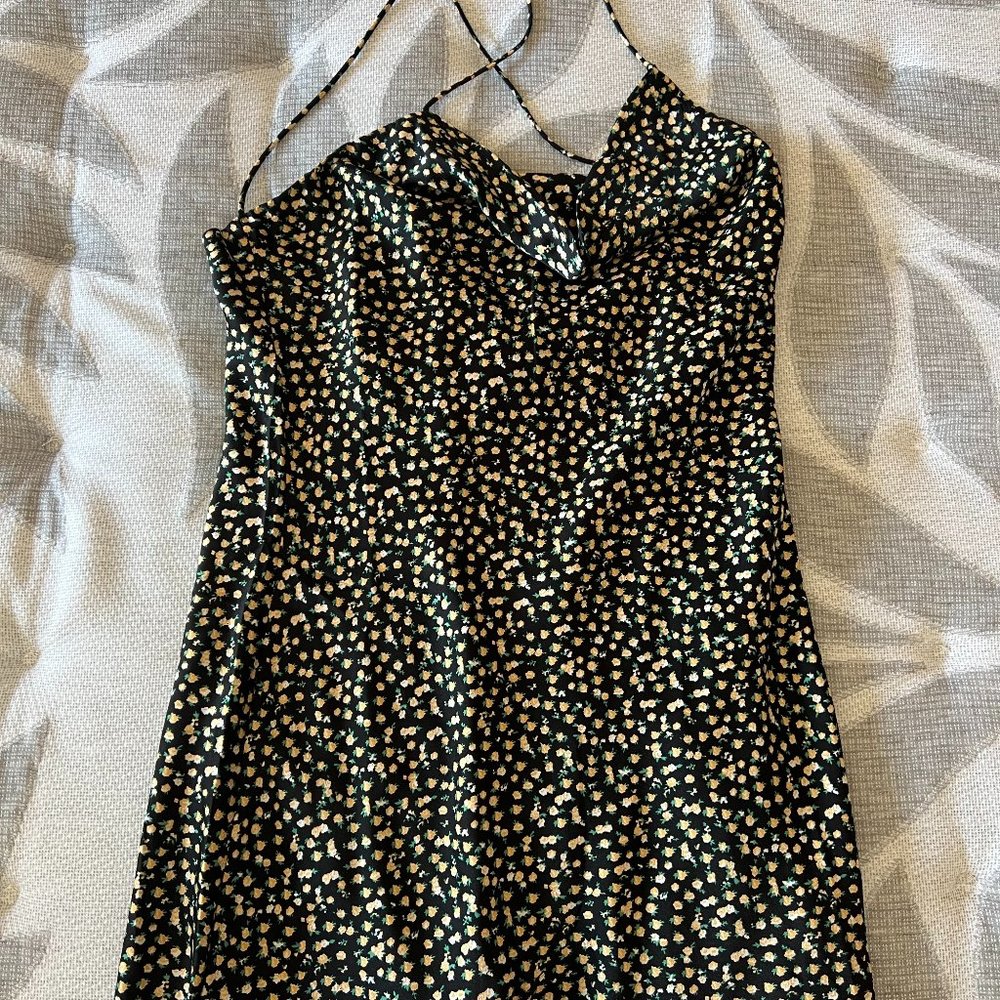 Miss Love Black Satin Mini Dress